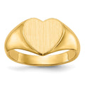 14k 9.5x9.5mm Open Back Heart Signet Ring