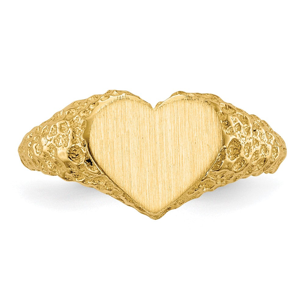 14k 8.0x7.5mm Open Back Heart Signet Ring