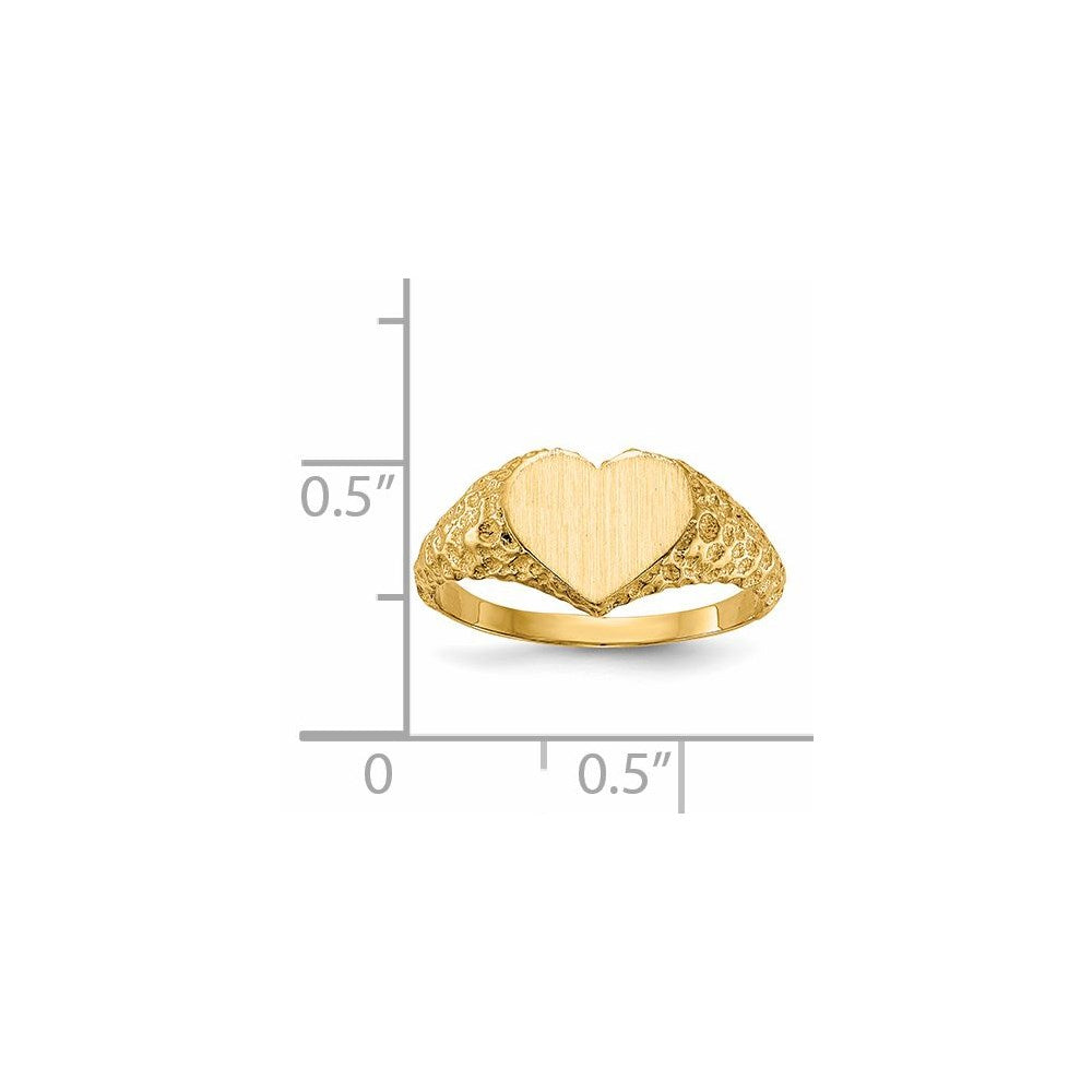 14k 8.0x7.5mm Open Back Heart Signet Ring