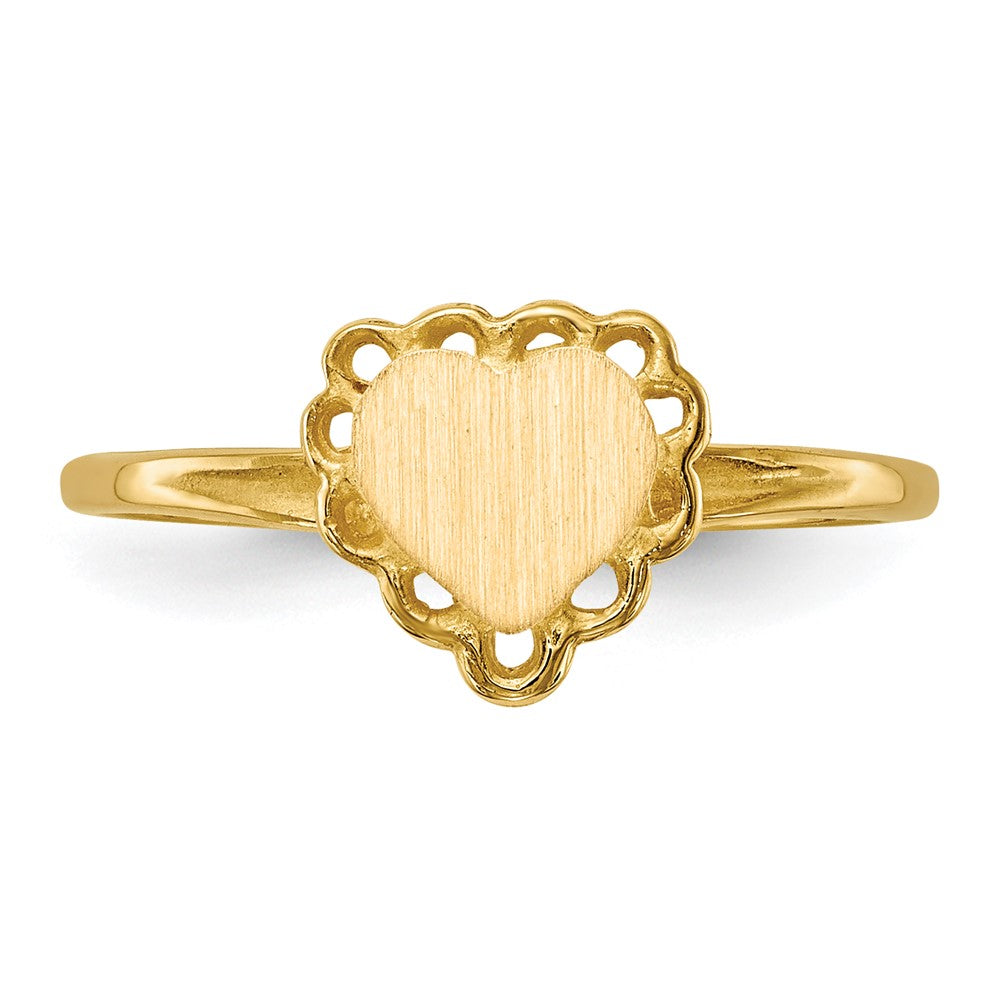 14k 6.5x6.0mm Open Back Heart Signet Ring