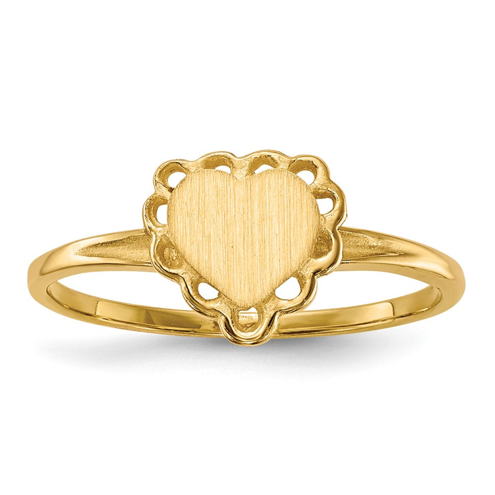 14k 6.5x6.0mm Open Back Heart Signet Ring