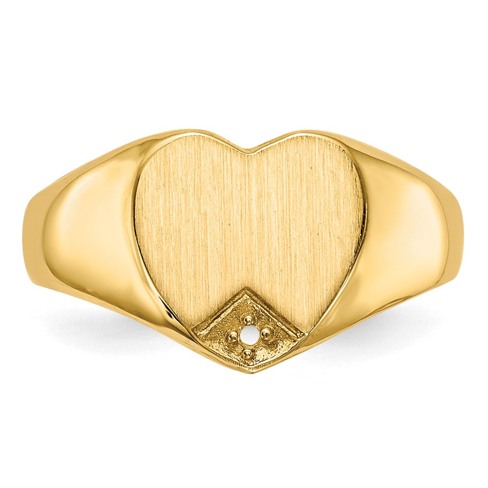 14k .005ct. Diamond Closed Back 9.0x9.0mm Heart Signet Ring Mounting