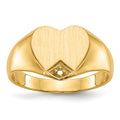 14k .005ct. Diamond Closed Back 9.0x9.0mm Heart Signet Ring Mounting