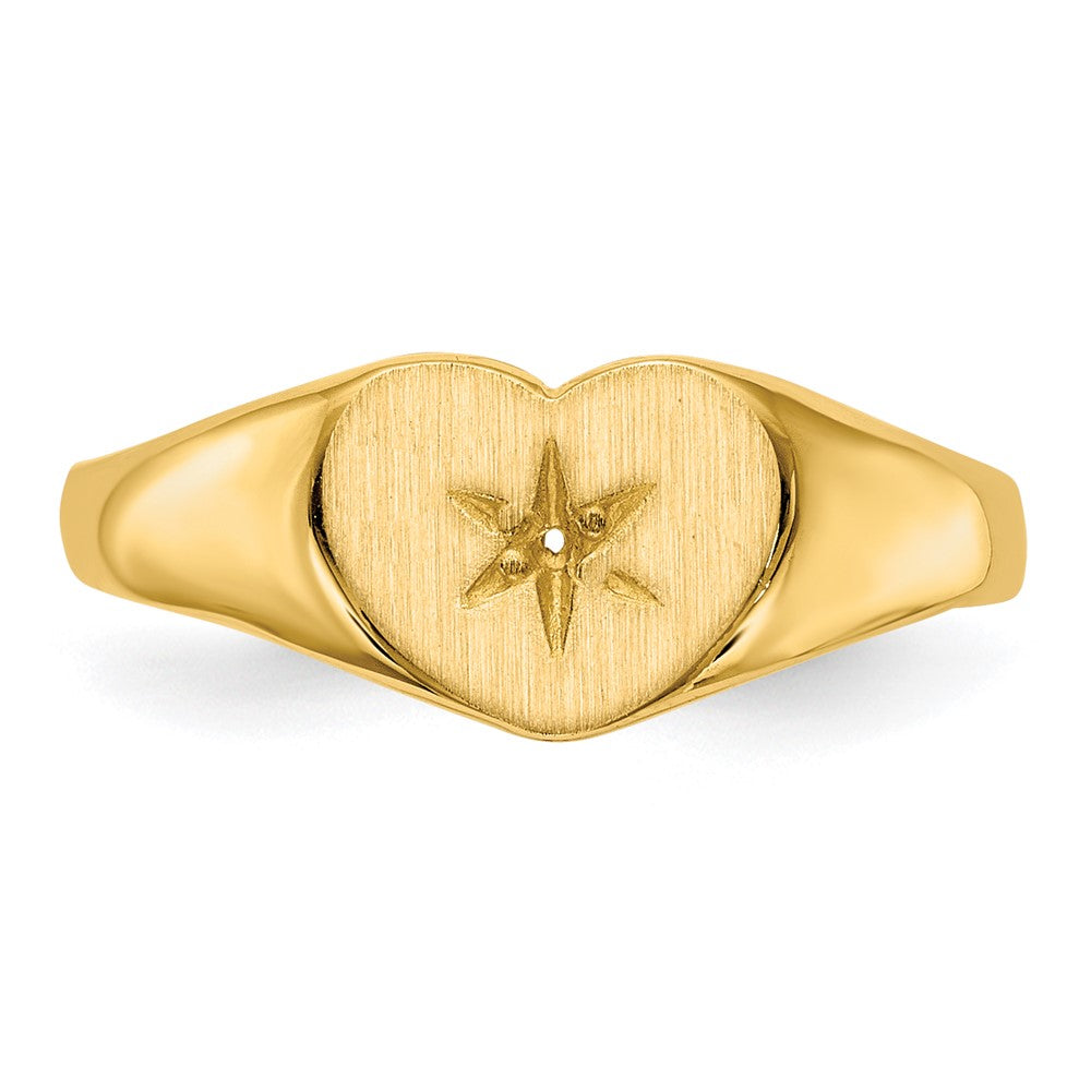 14k .01ct. Diamond 10.0x7.0mm Open Back Heart Signet Ring Mounting