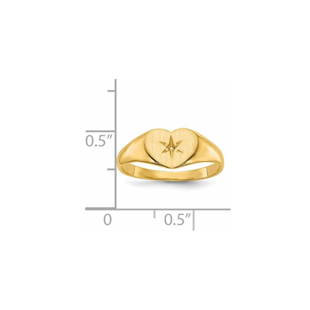 14k .01ct. Diamond 10.0x7.0mm Open Back Heart Signet Ring Mounting