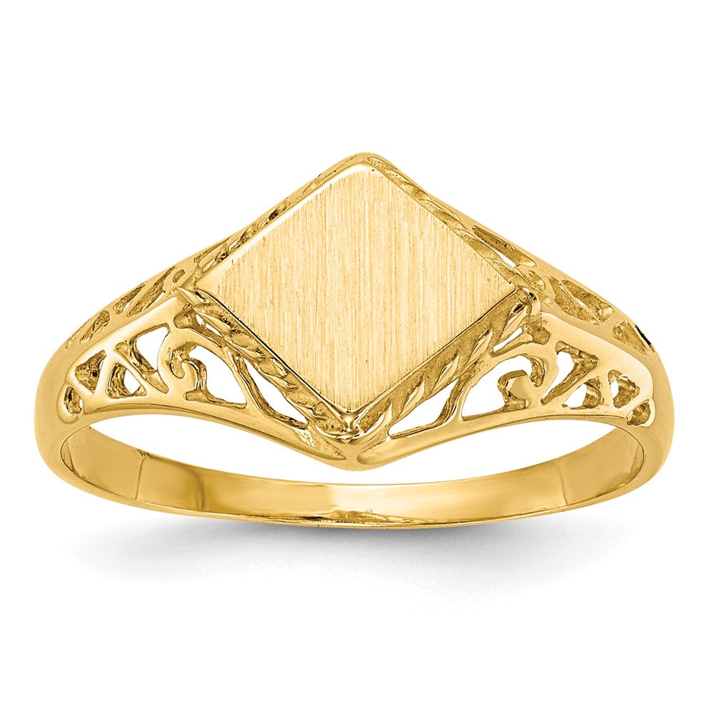 14k 8.5x8.0mm Open Back Signet Ring