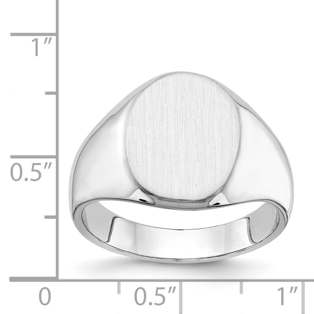 14k White Gold 11.5x15.0mm Closed Back Mens Signet Ring