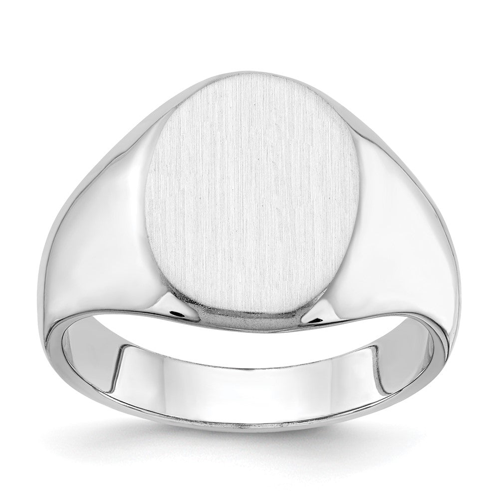 14k White Gold 11.5x15.0mm Closed Back Mens Signet Ring