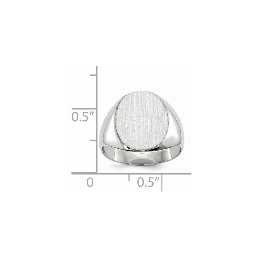 14k White Gold 12.5x13.5mm Closed Back Signet Ring