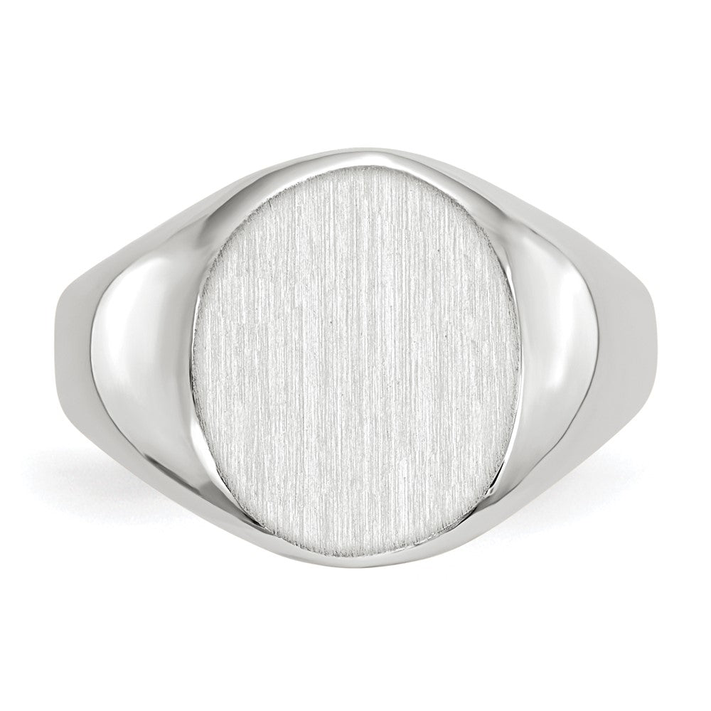 14k White Gold 11.0x12.5mm Open Back Signet Ring