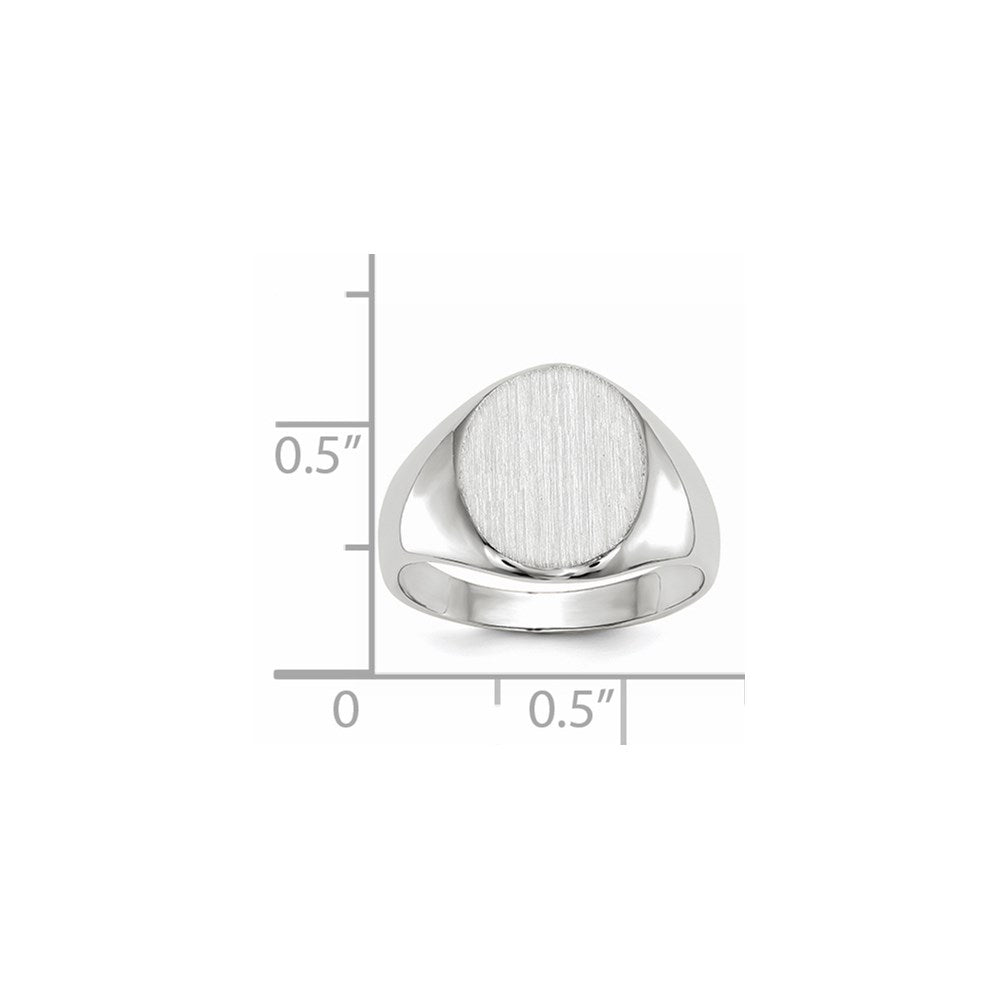 14k White Gold 11.0x12.5mm Open Back Signet Ring