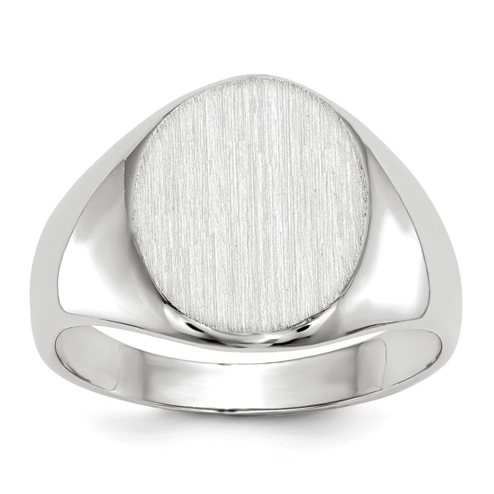 14k White Gold 11.0x12.5mm Open Back Signet Ring
