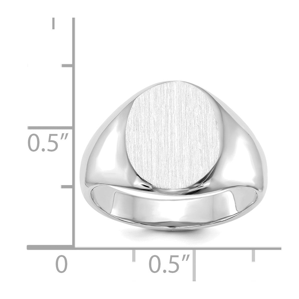 14k White Gold 11.0x13.0mm Open Back Signet Ring