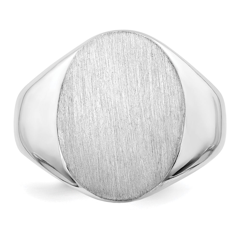 14k White Gold 14.5x18.0mm Open Back Mens Signet Ring