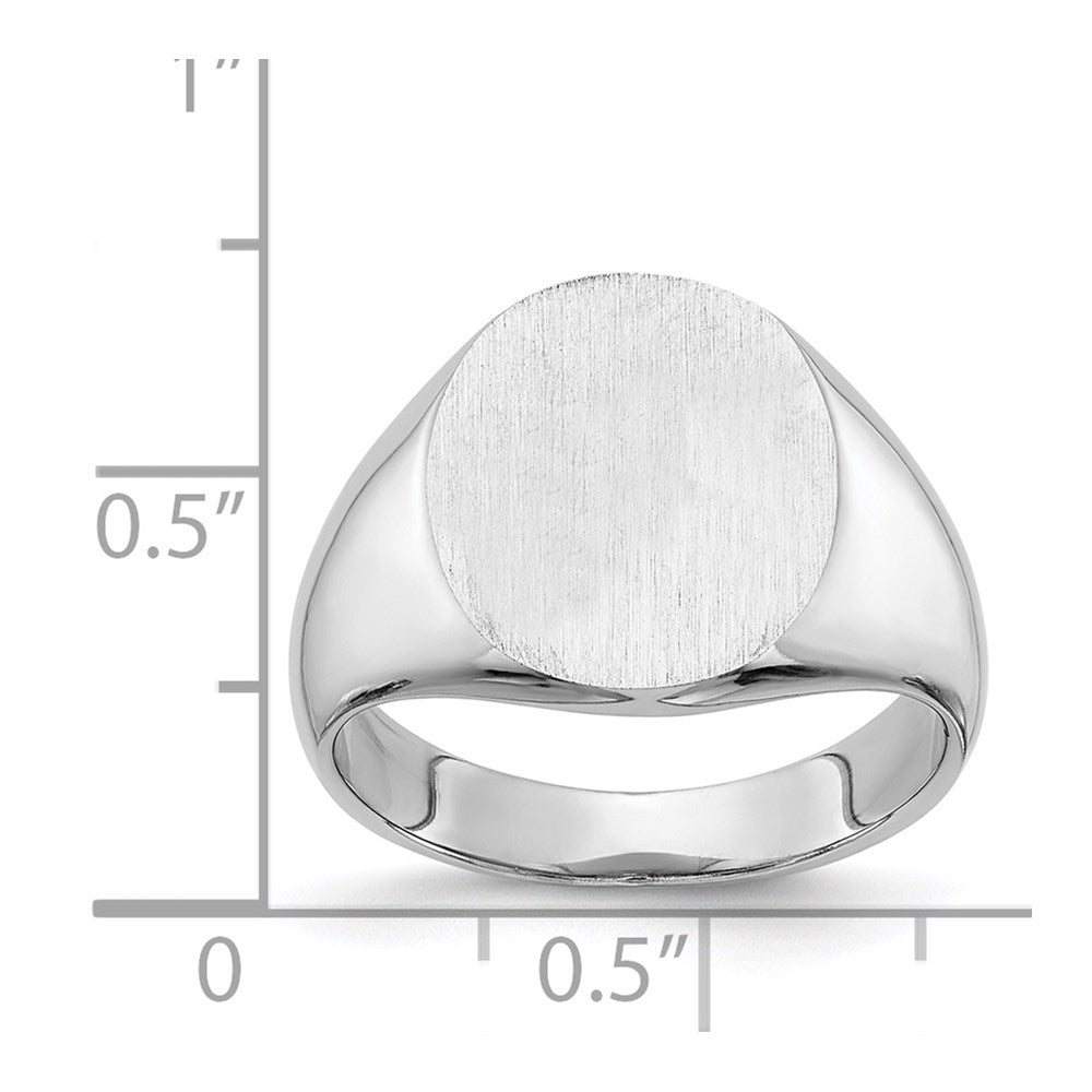 14k White Gold 13.5x14.0mm Closed Back Signet Ring