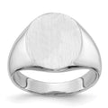 14k White Gold 13.5x14.0mm Closed Back Signet Ring