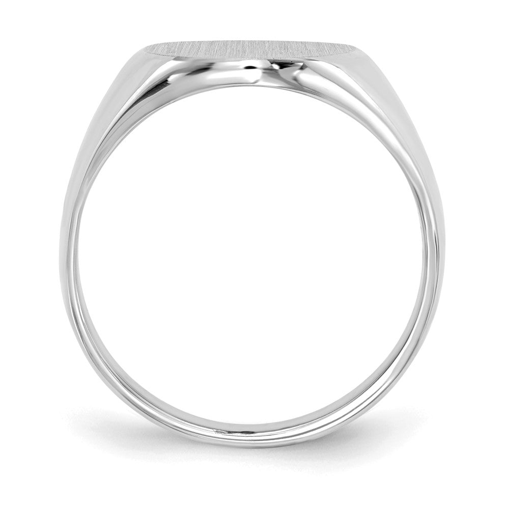 14k White Gold 14.0x17.5mm Closed Back Mens Signet Ring