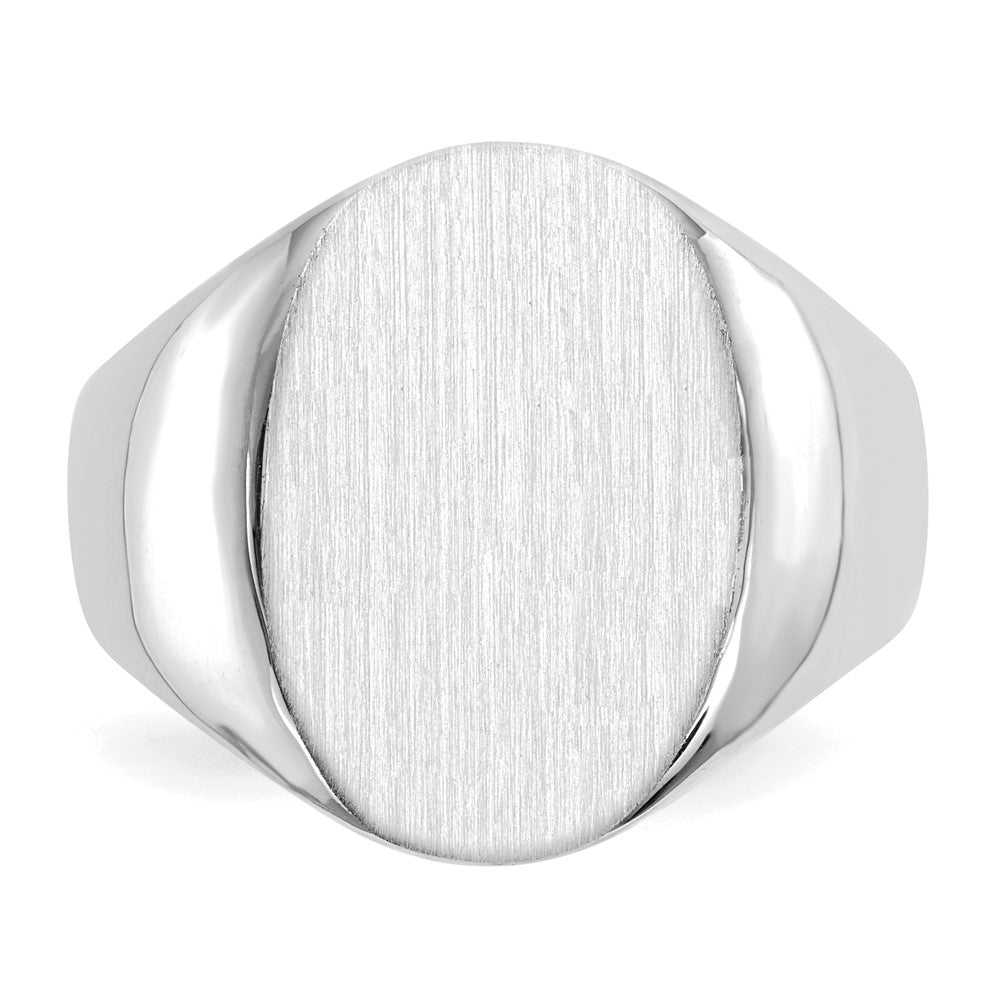 14k White Gold 14.0x17.5mm Closed Back Mens Signet Ring
