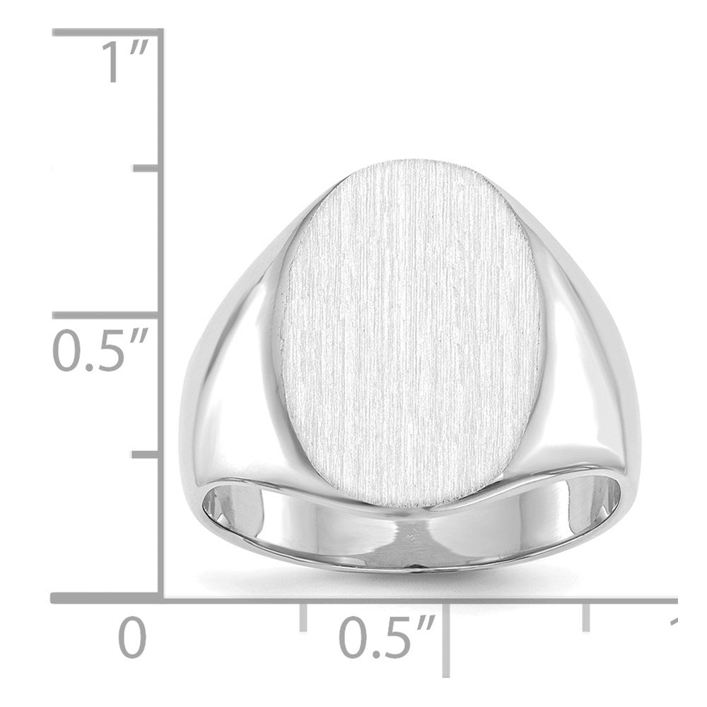 14k White Gold 14.0x17.5mm Closed Back Mens Signet Ring