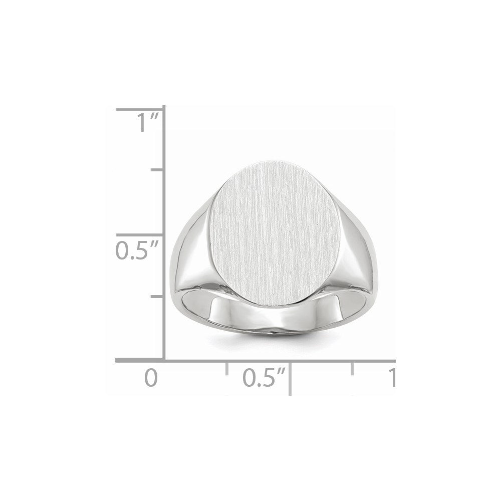 14k White Gold 15.0x18.5mm Closed Back Mens Signet Ring