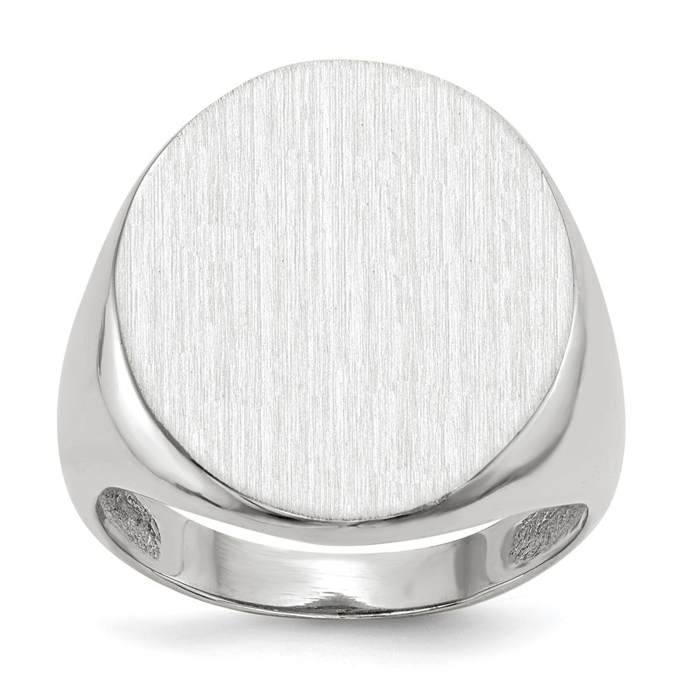 14k White Gold 17.0x20.5mm Closed Back Mens Signet Ring