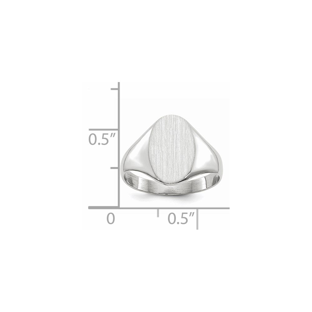 14k White Gold 8.0x11.5mm Open Back Signet Ring
