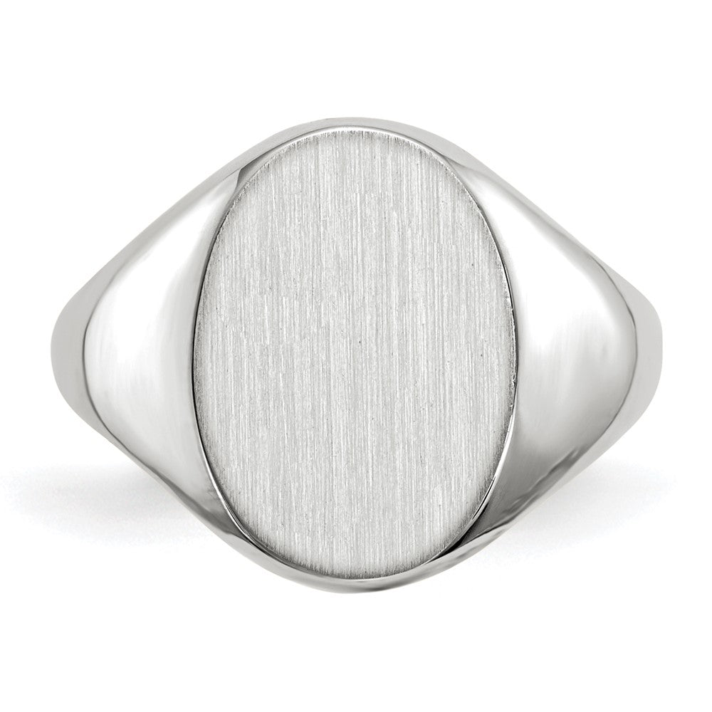 14k White Gold 8.0x11.5mm Closed Back Signet Ring