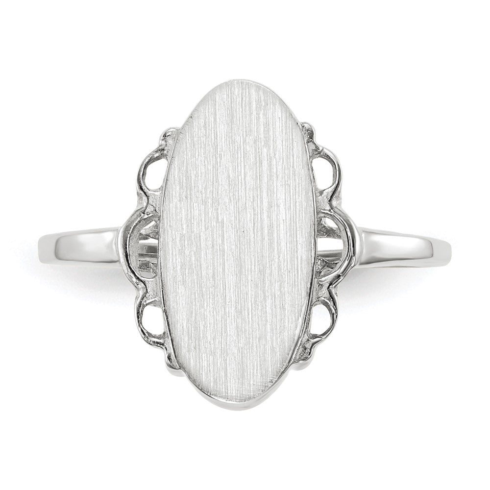 14k White Gold 7.0x14.5mm Open Back Signet Ring