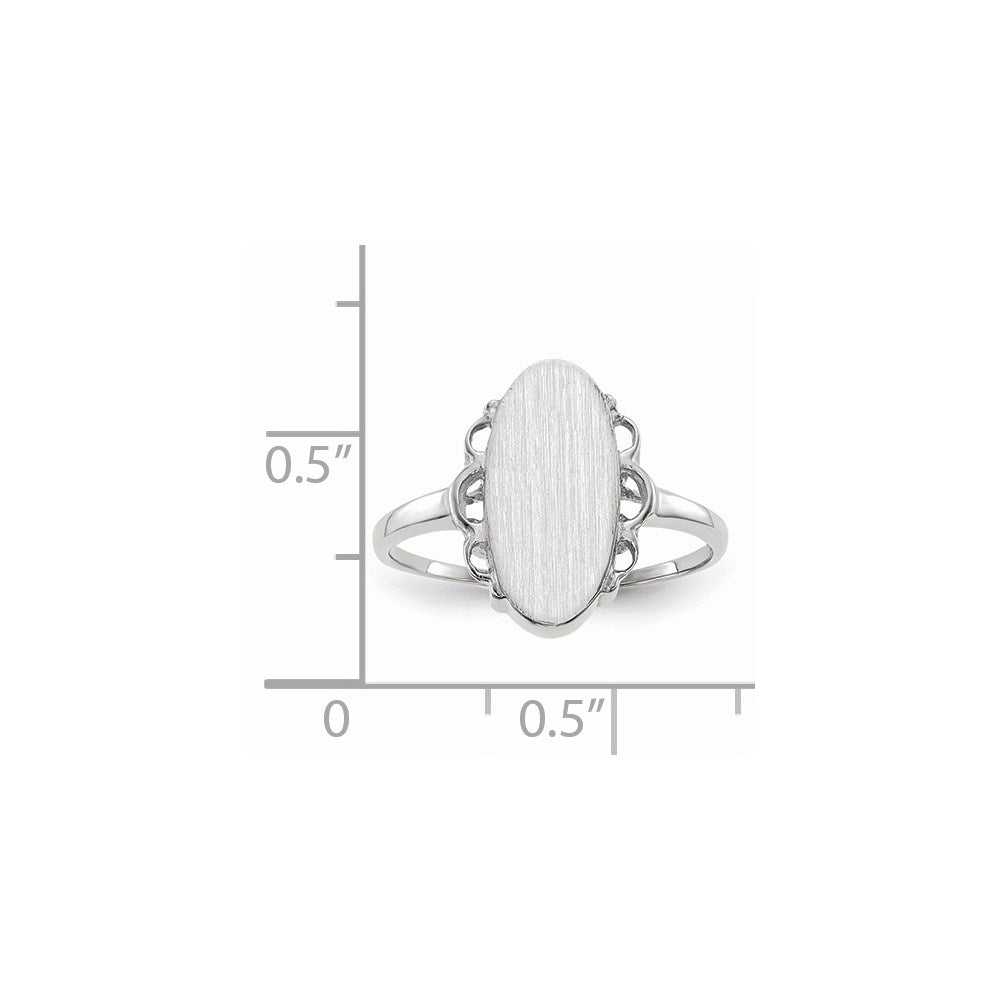 14k White Gold 7.0x14.5mm Open Back Signet Ring