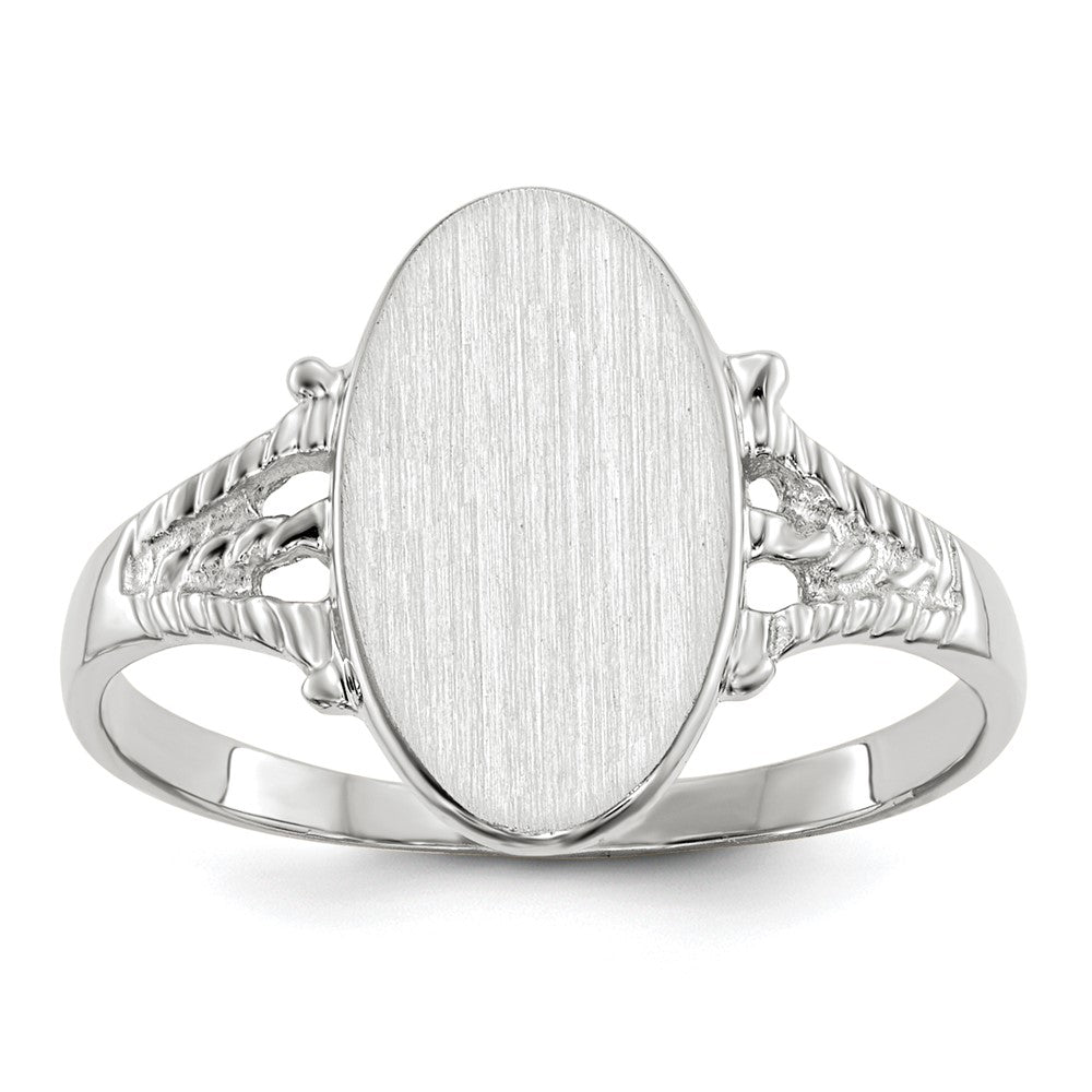 14k White Gold 8.5x13.5mm Closed Back Signet Ring
