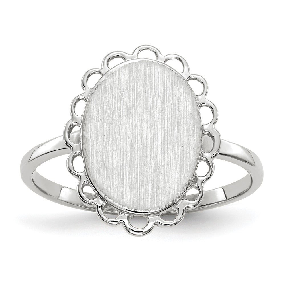 14k White Gold 9.0x11.5mm Open Back Signet Ring
