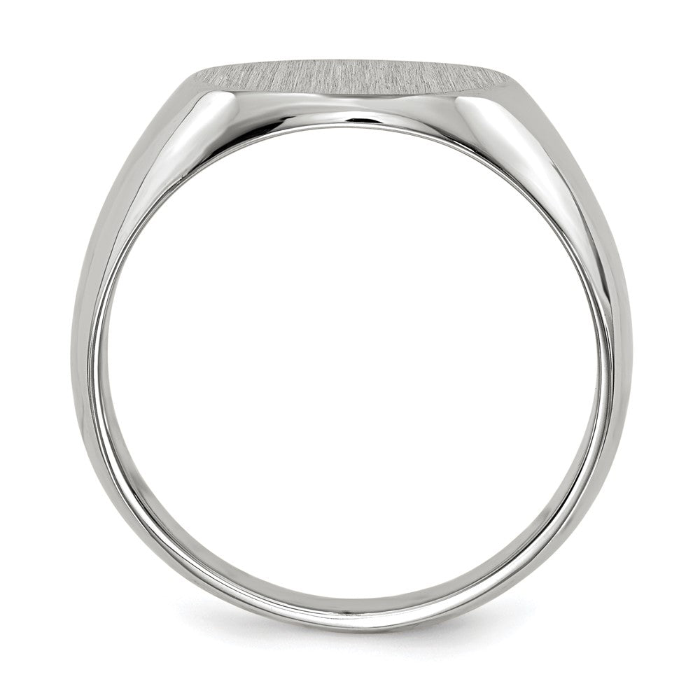 14k White Gold 13.5x12.5mm Closed Back Mens Signet Ring