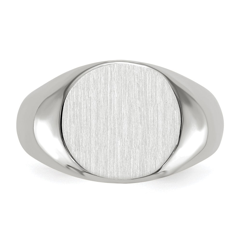 14k White Gold 13.5x12.5mm Closed Back Mens Signet Ring