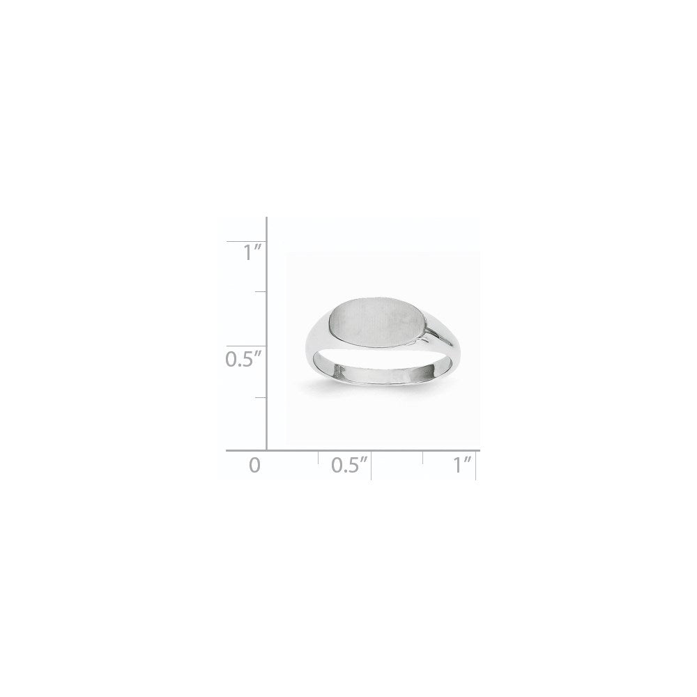 14k White Gold 12.0x6.5mm Closed Back Signet Ring
