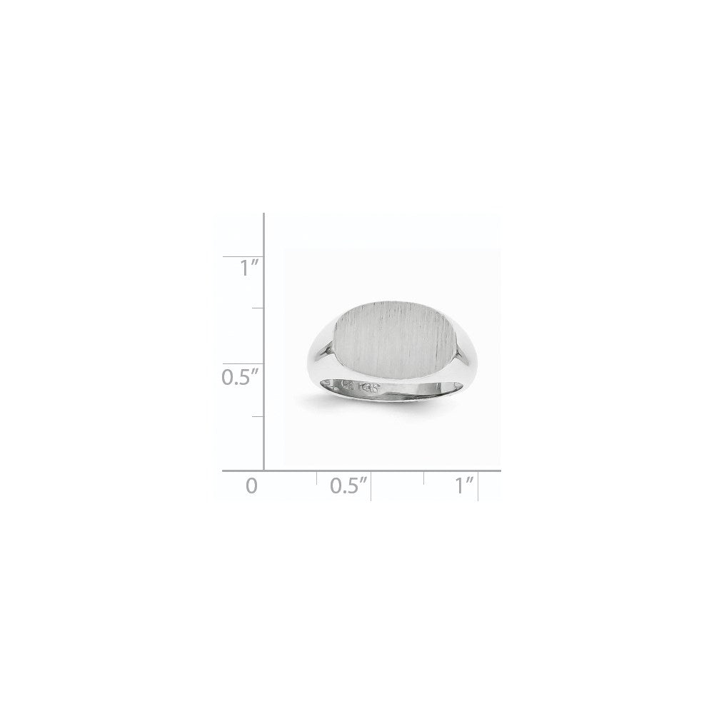 14k White Gold 15.0x9.5mm Open Back Signet Ring