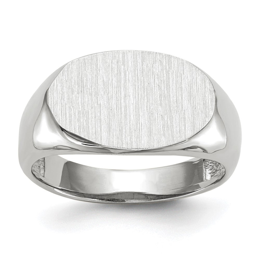 14k White Gold 15.0x9.5mm Open Back Signet Ring