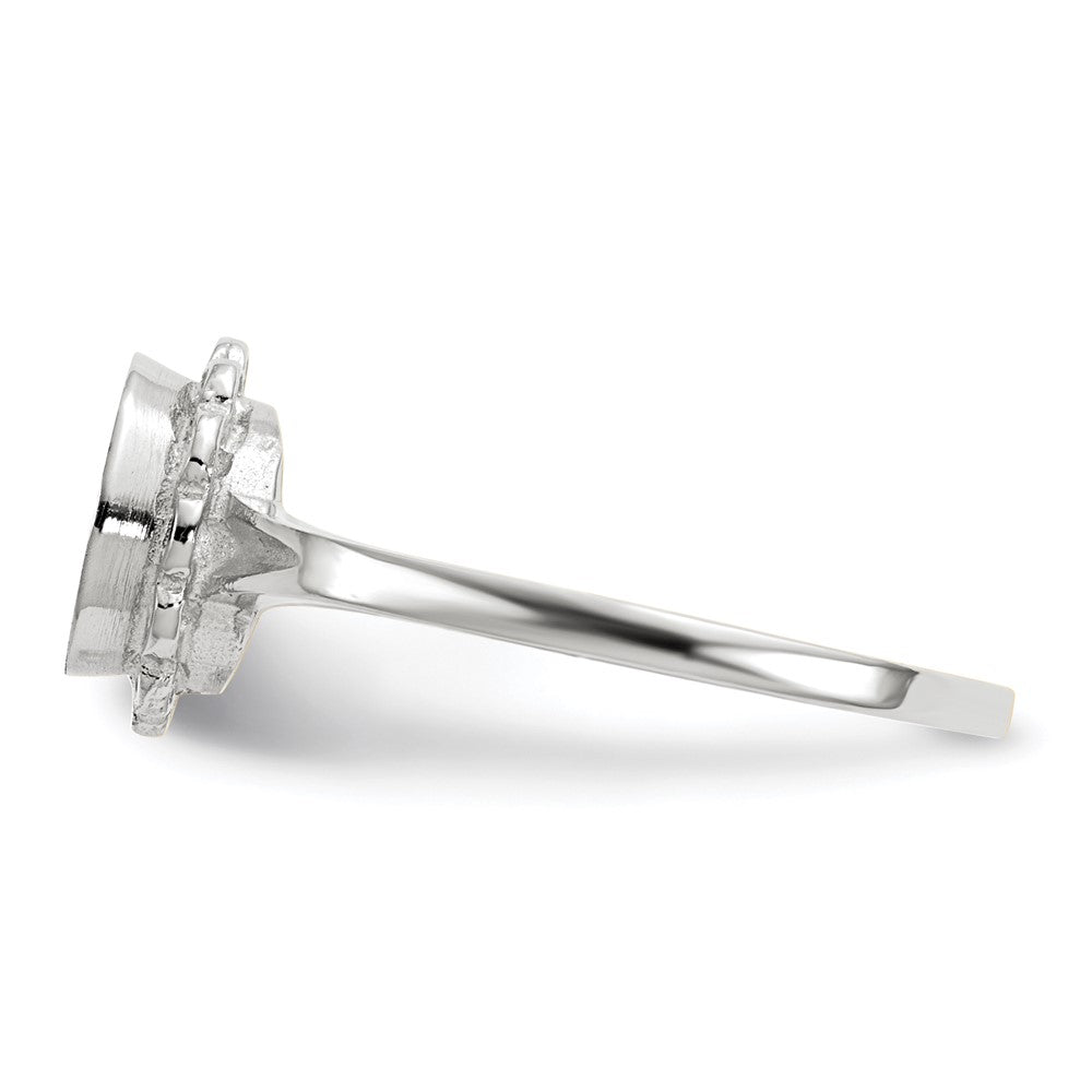 14k White Gold 6.5x7.0mm Open Back Signet Ring