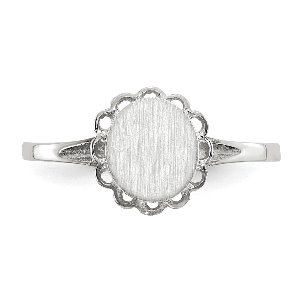 14k White Gold 6.5x7.0mm Open Back Signet Ring