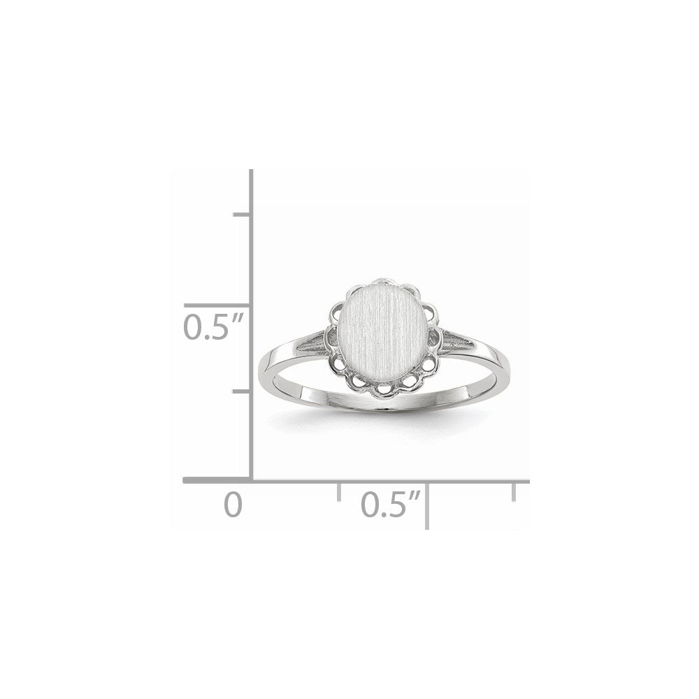 14k White Gold 6.5x7.0mm Open Back Signet Ring