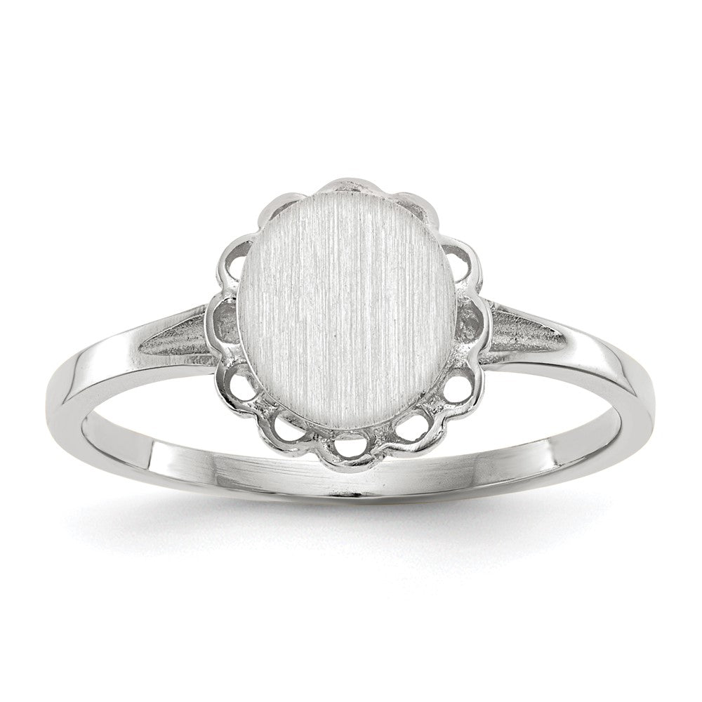 14k White Gold 6.5x7.0mm Open Back Signet Ring