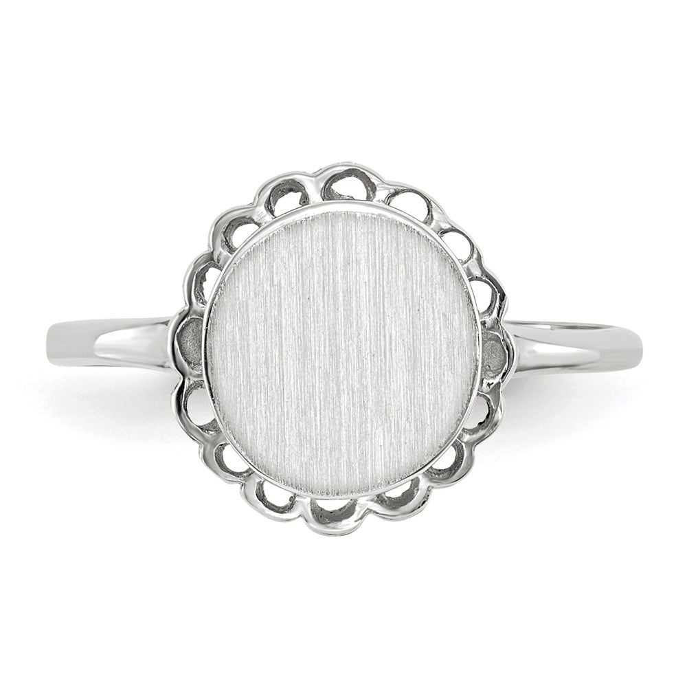 14k White Gold 8.5x9.0mm Open Back Signet Ring