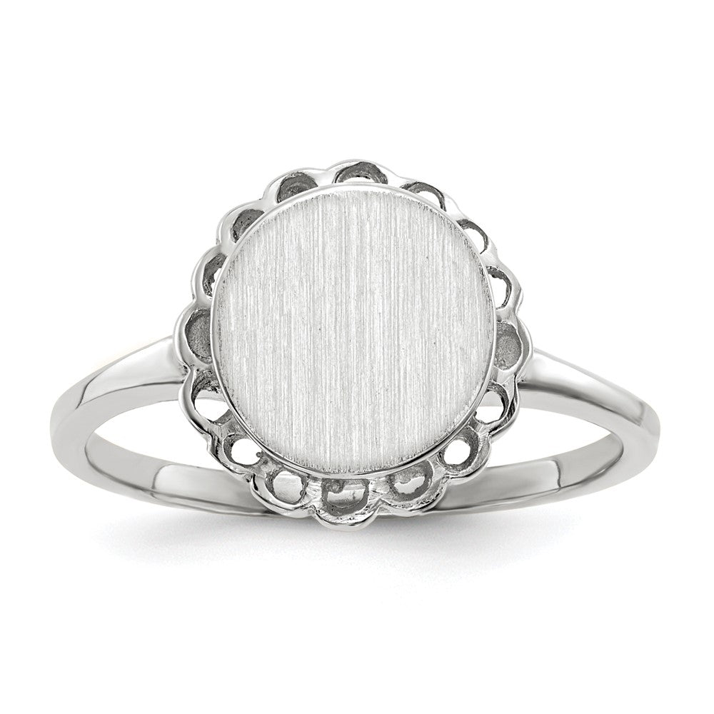 14k White Gold 8.5x9.0mm Open Back Signet Ring