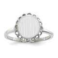 14k White Gold 8.5x9.0mm Open Back Signet Ring