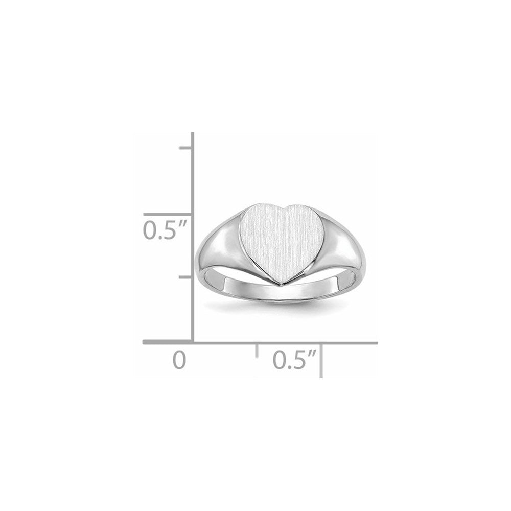 14k White Gold 8.0x7.5mm Closed Back Heart Signet Ring