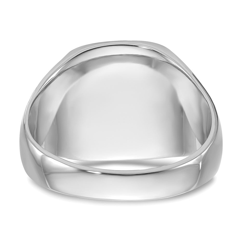 10k White Gold 13.5x14.5mm Closed Back Men's Signet Ring