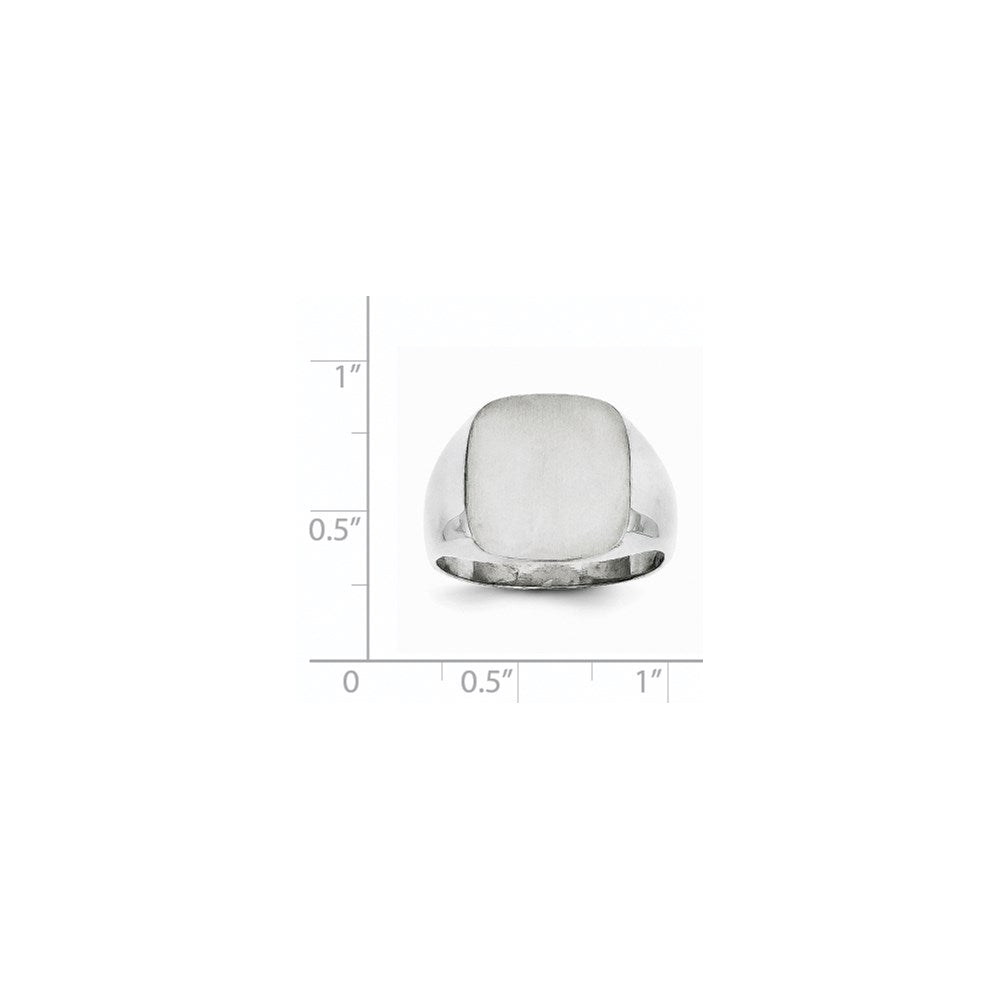 14k White Gold 13.5x14.5mm Closed Back Men's Signet Ring