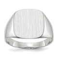 10k White Gold 13.5x14.5mm Closed Back Men's Signet Ring