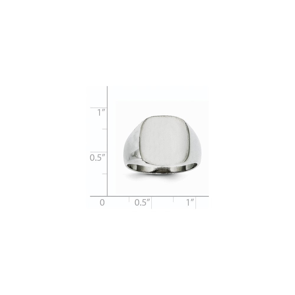 14k White Gold 13.5mm x14.5mm Open Back Men's Signet Ring