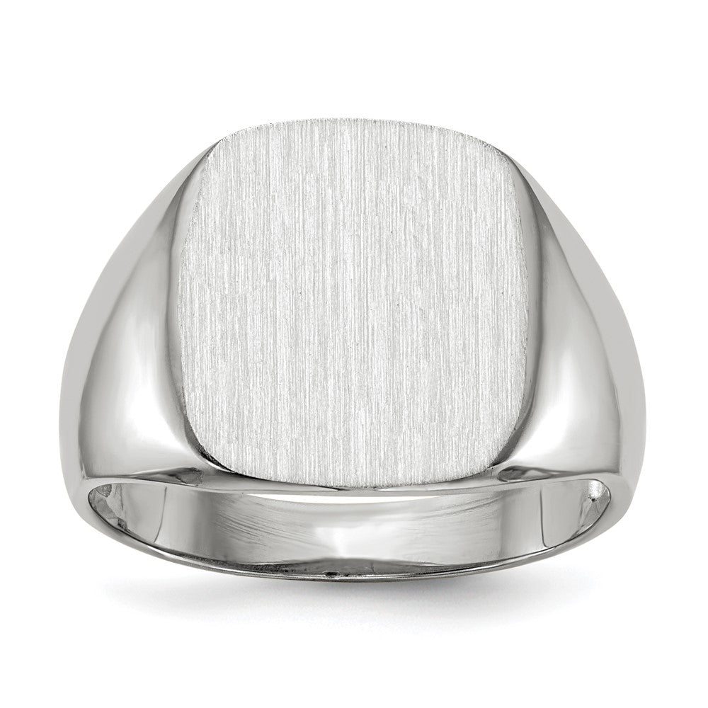 14k White Gold 13.5mm x14.5mm Open Back Men's Signet Ring