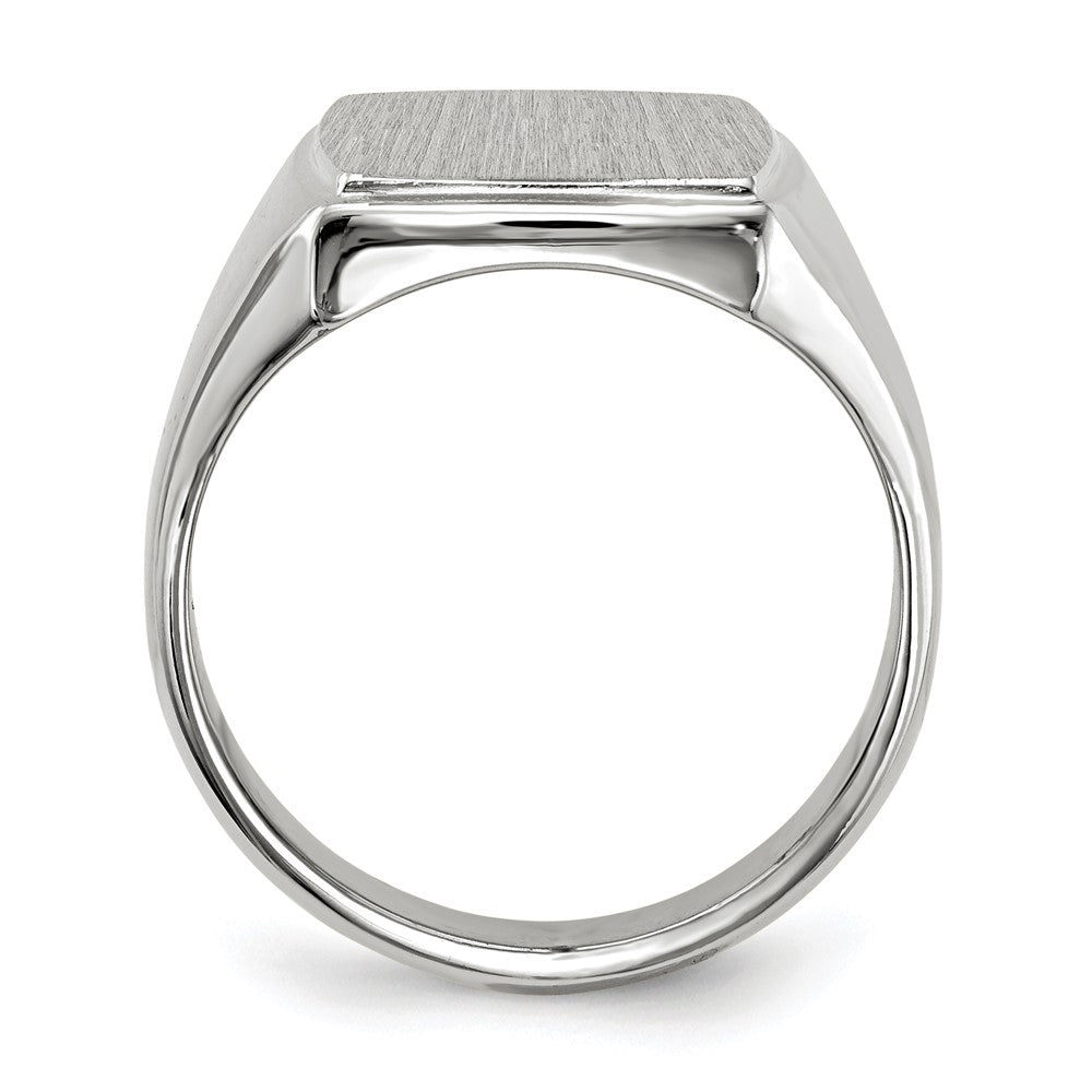 14k White Gold 13.0x15.0mm Closed Back Mens Signet Ring